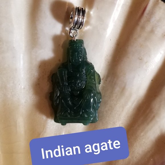 Carved Indian Agate Pendant - Picture 1 of 2